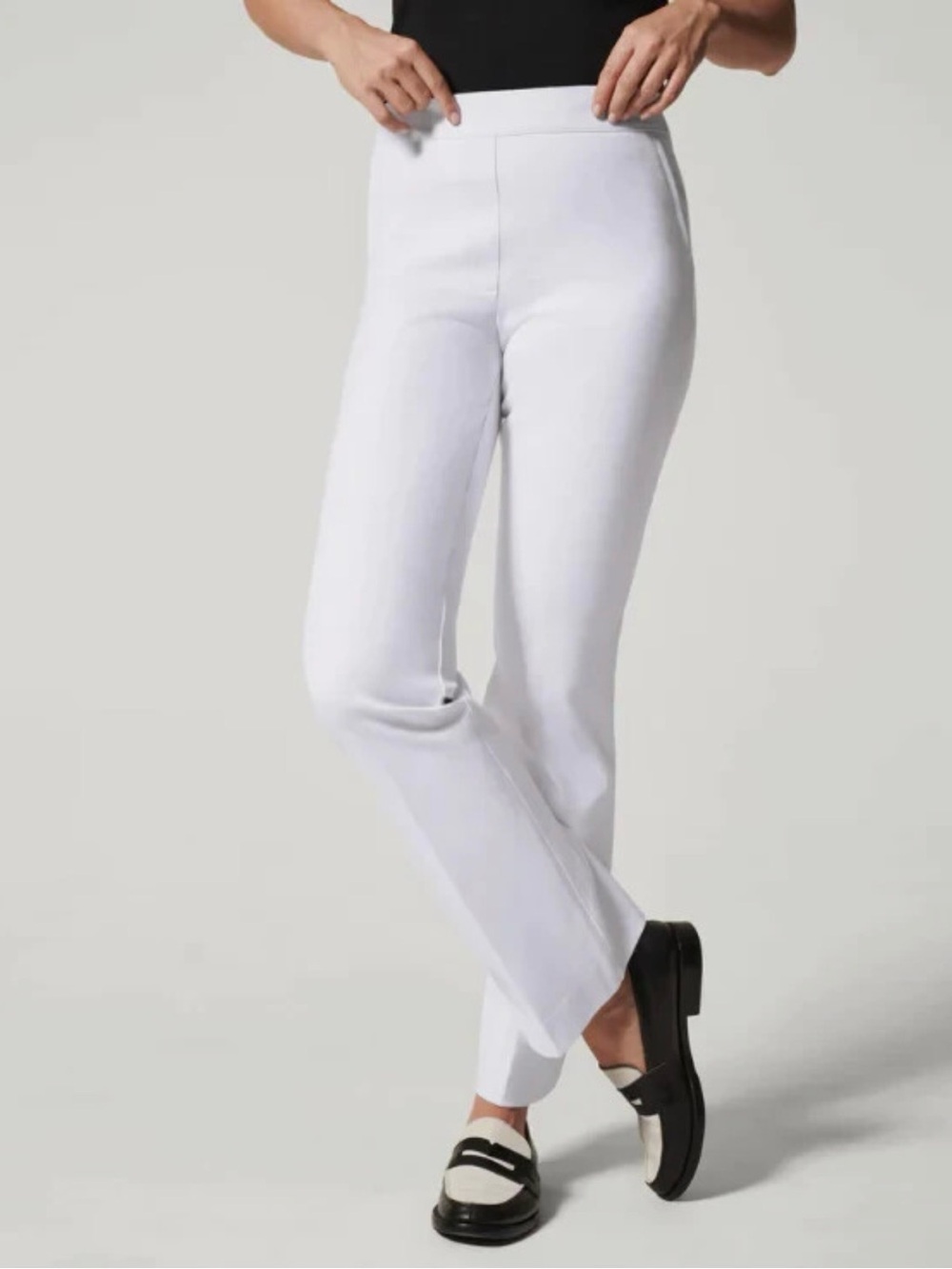 SPANX White Straight-Leg Ponte Knit Pants